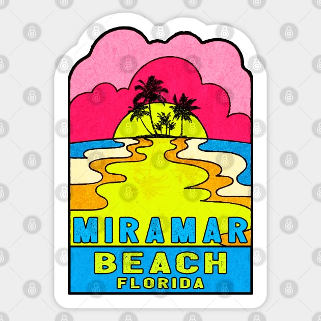Miramar Beach Florida Groovy Sunset 70's Hippie Hippy Vintage FL Sticker by heybert00